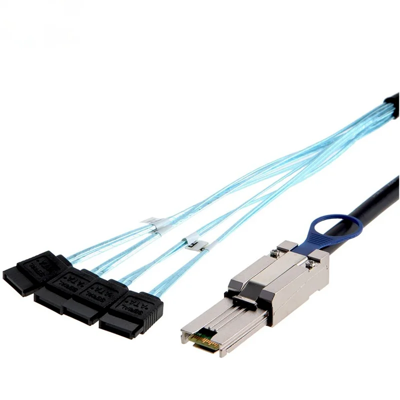 Mini SAS 26Pin SFF-8088 Male to 4 SATA 7Pin Female Hard Disk Splitter Adapter Data Cable 1m, 8088 to 4 SATA Cable