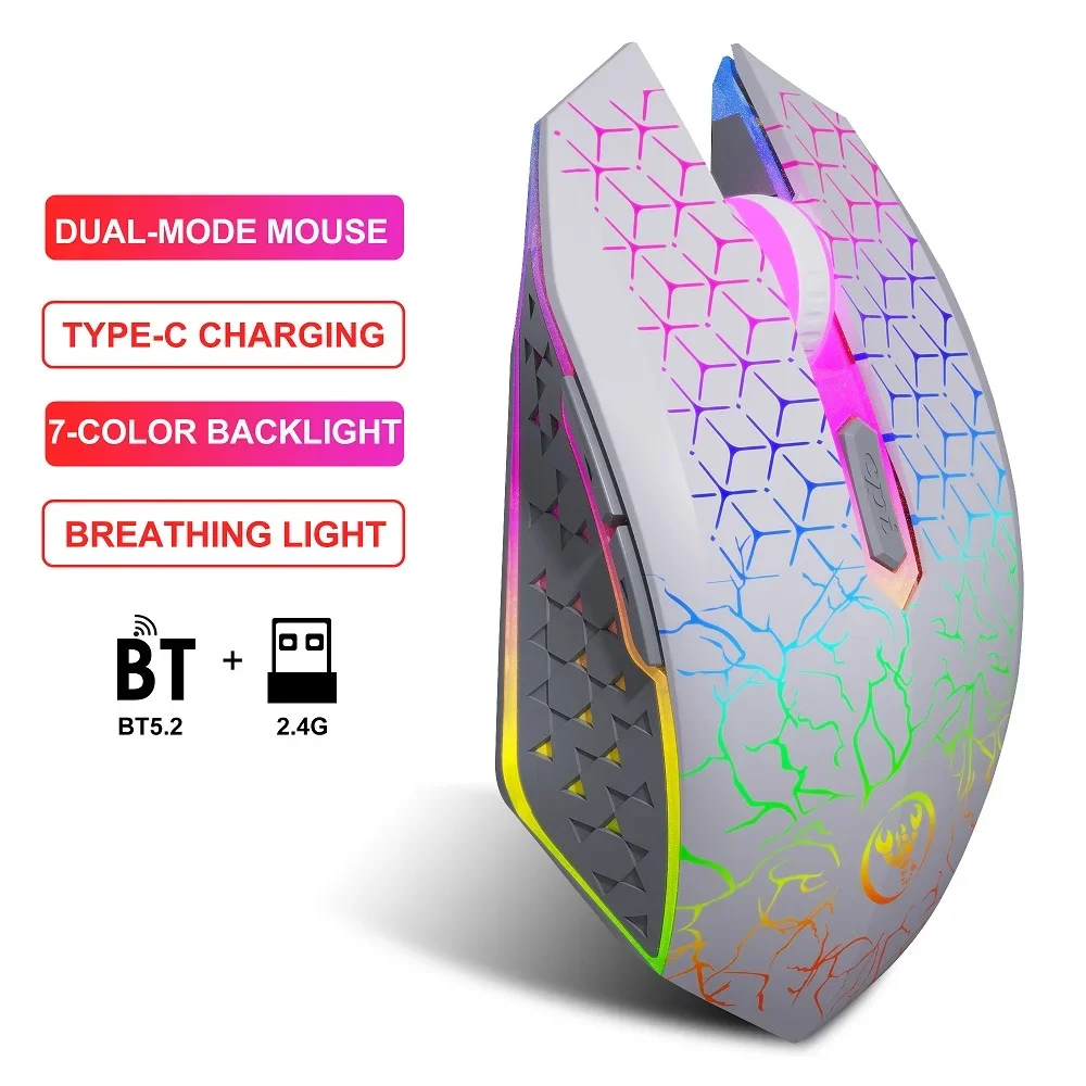 

T34 6D dual wireless mouse 1600DPI RGB backlit mute button ergonomics 500mAh rechargeable gaming wireless mouse for laptop