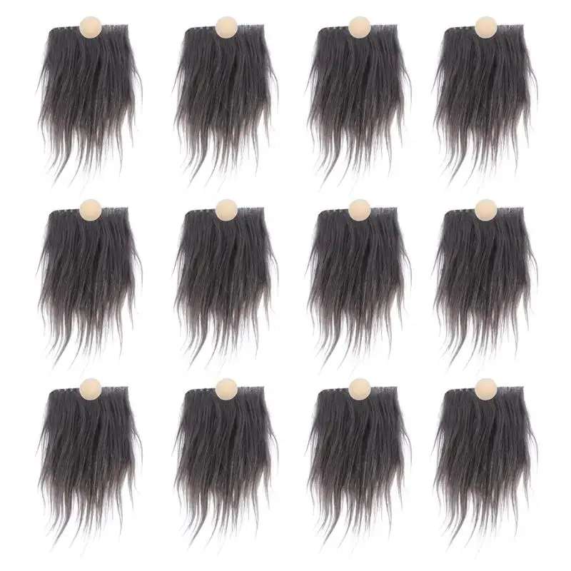 

12 Sets Pre-Cut Gnome Beard Costume Beard Faux Fur Dwarf Beard with Wood Beads