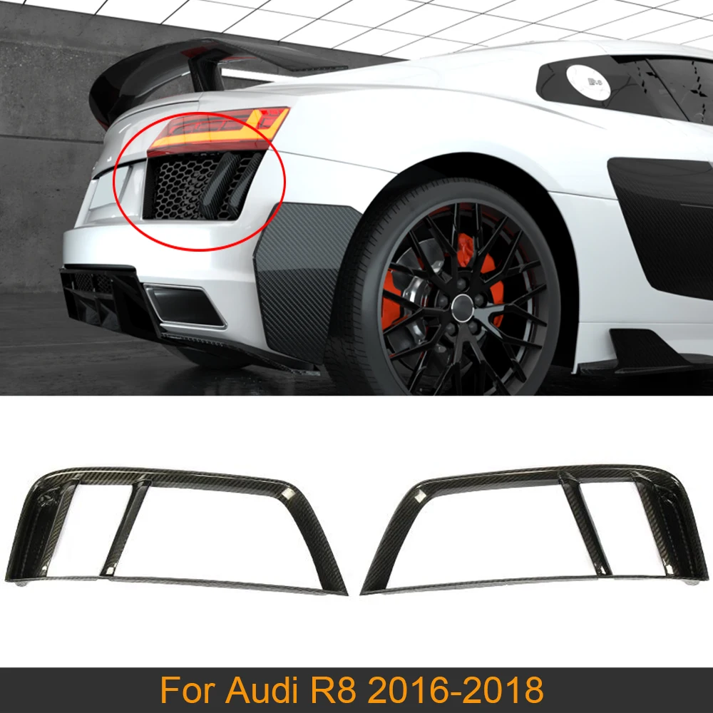 For R8 Rear Air Vents Covers Trims For Audi R8 2 Door 2016 2017 2018 Rear Bumper Air Vents Covers Trims Carbon Fiber