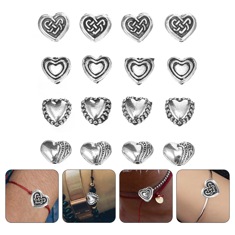 

280 Pcs Heart-shaped Beads Bracelet Making DIY Loose Scattered Decor Spacer Accessories Metal
