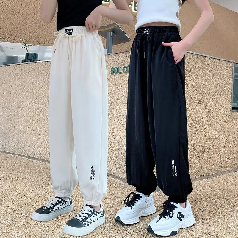 

Girls' Sports Style Kids Harem Pants for Children's Ice Silk Overalls Anti-mosquito Pants Clothing To Wear Outside 2024 New