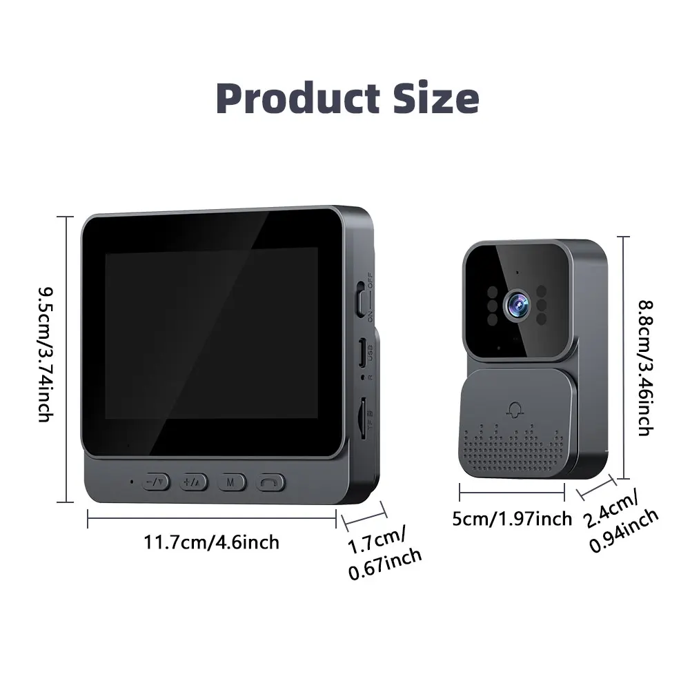 Citofono intelligente WiFi 4.3 ''IPS HD 2.4G con videocitofono wireless Monitoraggio della visione notturna domestica Telecamera di conversazione bidirezionale Suoneria