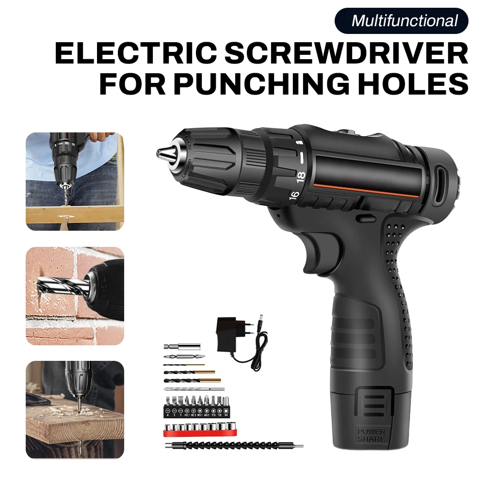 

12V Electric Cordless Driver Drill,Rechargeable Electric Hand Drill, Pistol Drill, Electric Screwdriver, Impact Hand Drill Tool