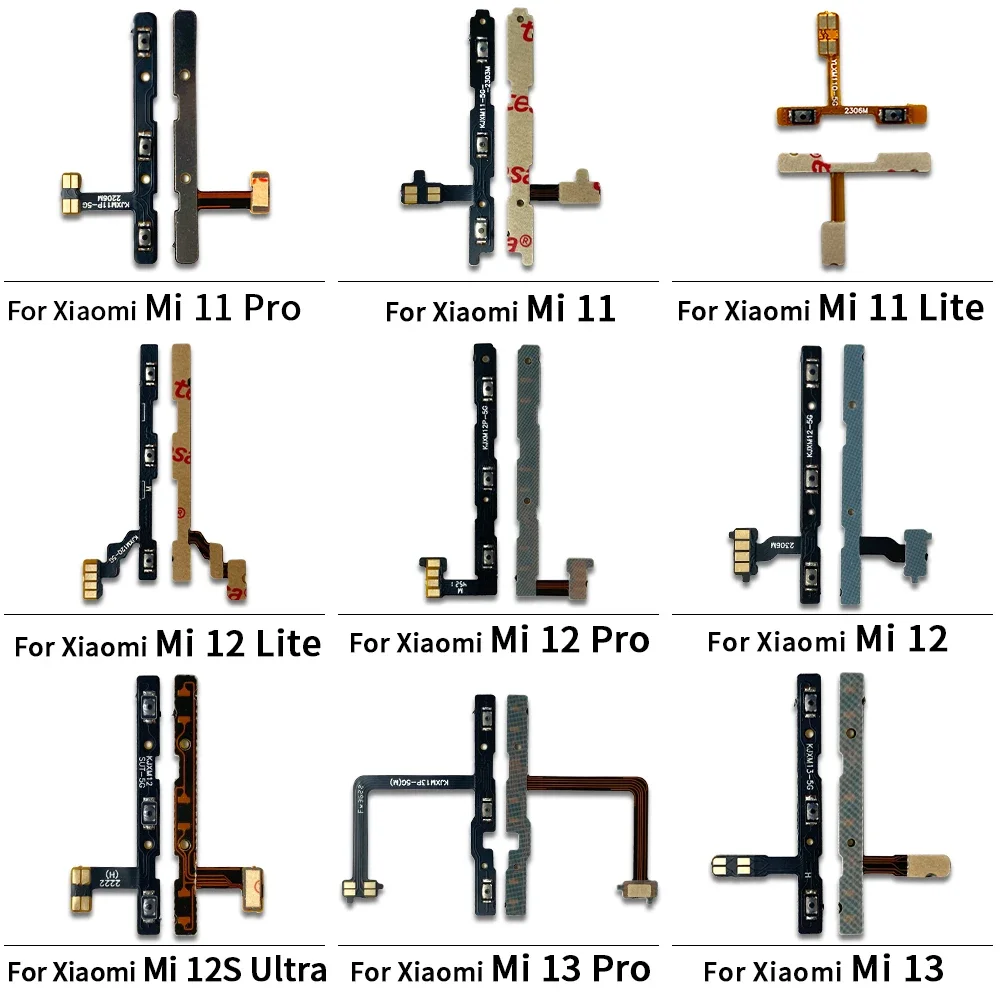 For Xiaomi Mi 11 12 12S 13 Lite Pro Mute Side Button Key Switch Volume Power On Off Flex Cable Replacement