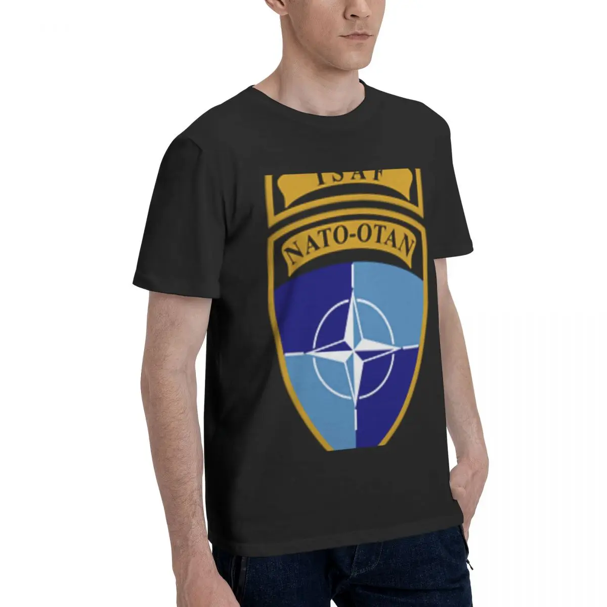 ISAF NATO-OTAN T-Shirt, Força De Assistência De Segurança Internacional, Camisetas Sólidas, Tops De Algodão