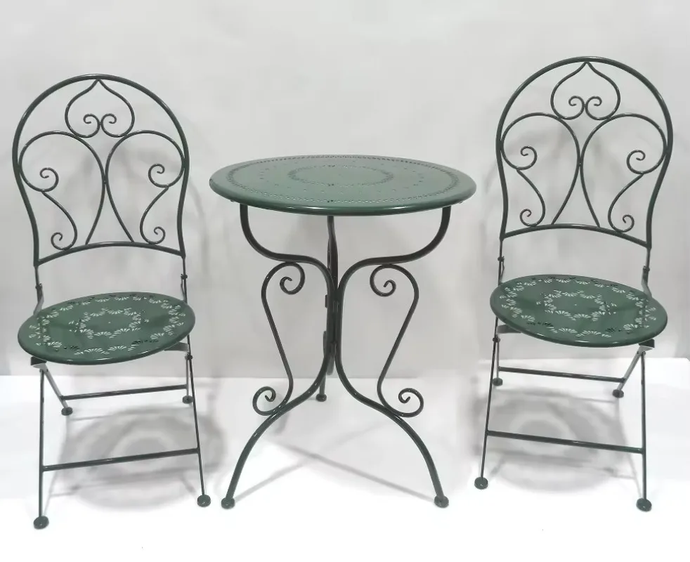Modern design outdoor table and chair set wrought iron metal garden furniture