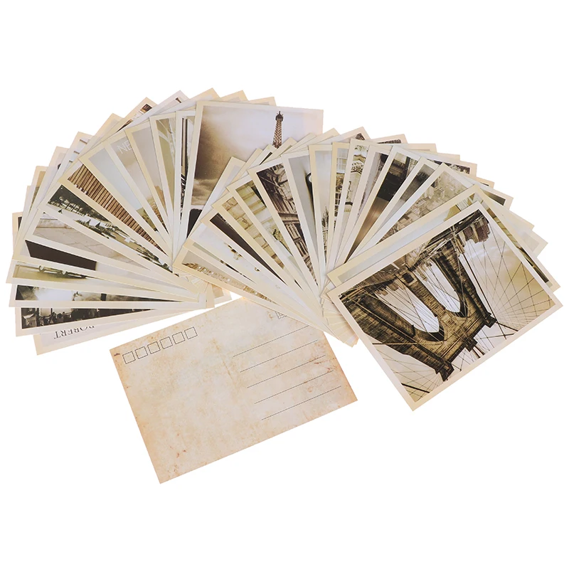 Cartão postal do curso do vintage, paisagem, construção, foto, cartaz, cartões postais, 32pcs