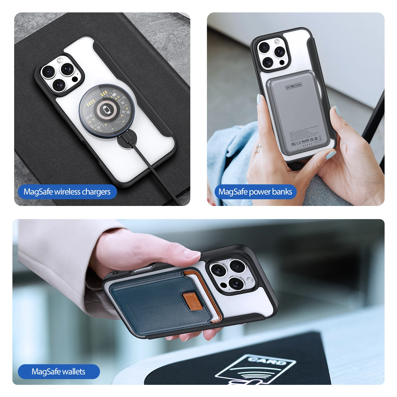 DUX DUCIS 360 Degree Rotating Metal Magnetic Stand Leather Case For iPhone 16 Pro Max 16 Plus Magsafe Wireless Charging Cover