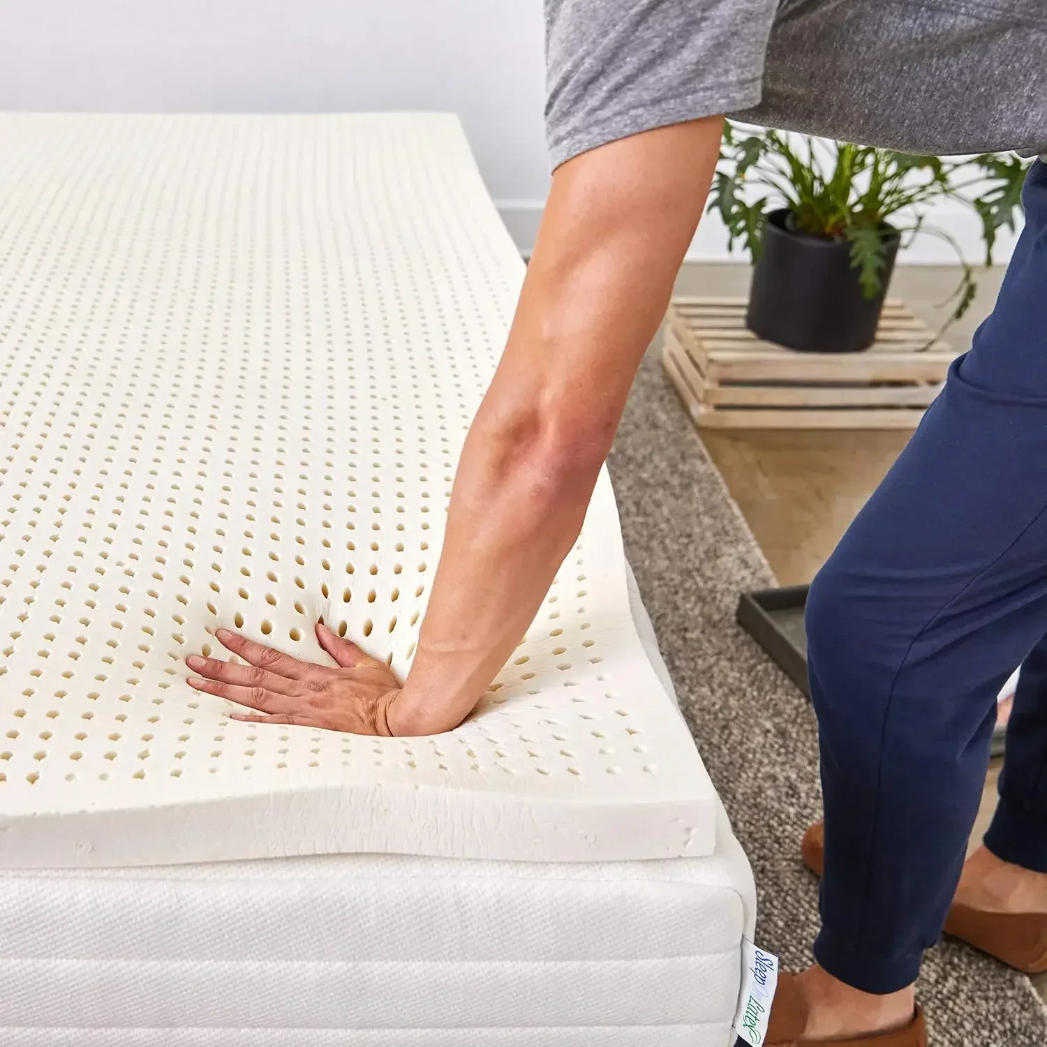 Pure Green Natural Latex Mattress Topper - Medium Firmness - 1 Inch - King (GOLS Certified Organic)