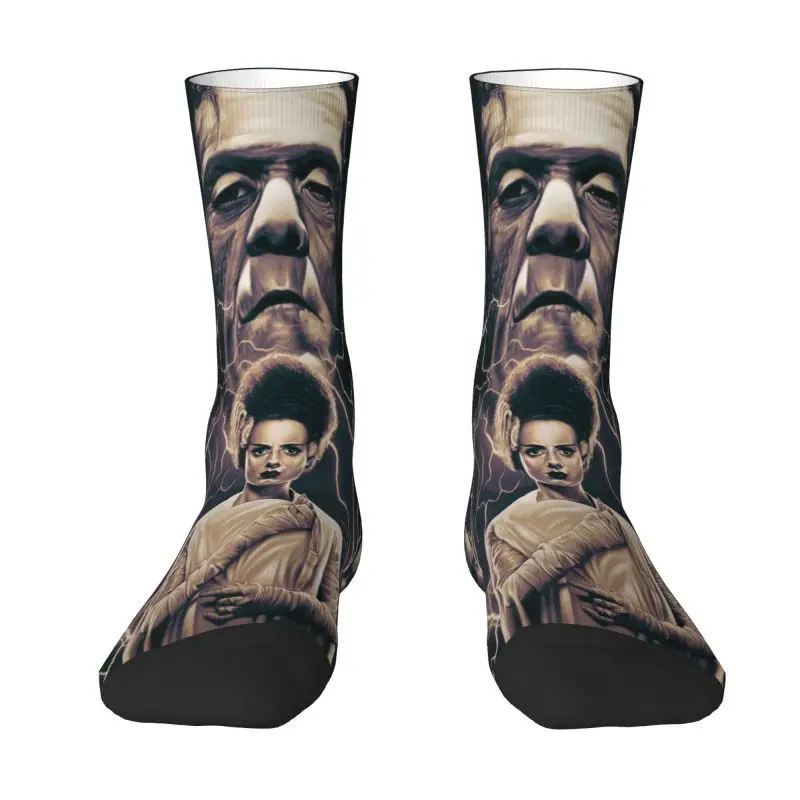

Cute Men's The Bride Of Frankenstein Poster Dress Socks Unisex Warm Breathbale 3D Printed Horror Movie Crew Socks