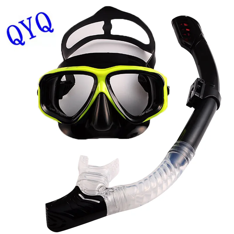 Optical Myopia Scuba Diving Mask Snorkel Set Tempered Glass,Dry Top Swimming Googles Nearsighted Lenses Short-Sighted