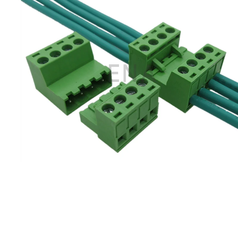 1Sets solderless docking type 2EDGRK 5.08MM screw terminal block connector PCB plug-in type 2edg type green terminal block