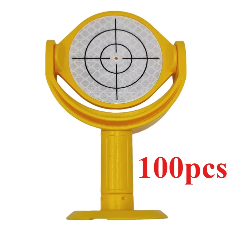 100pcs High Quality Tilting Reflector with Base Printed Crosshair Dia.60mm Sheet , 5/8X11 Thread, for Total Station