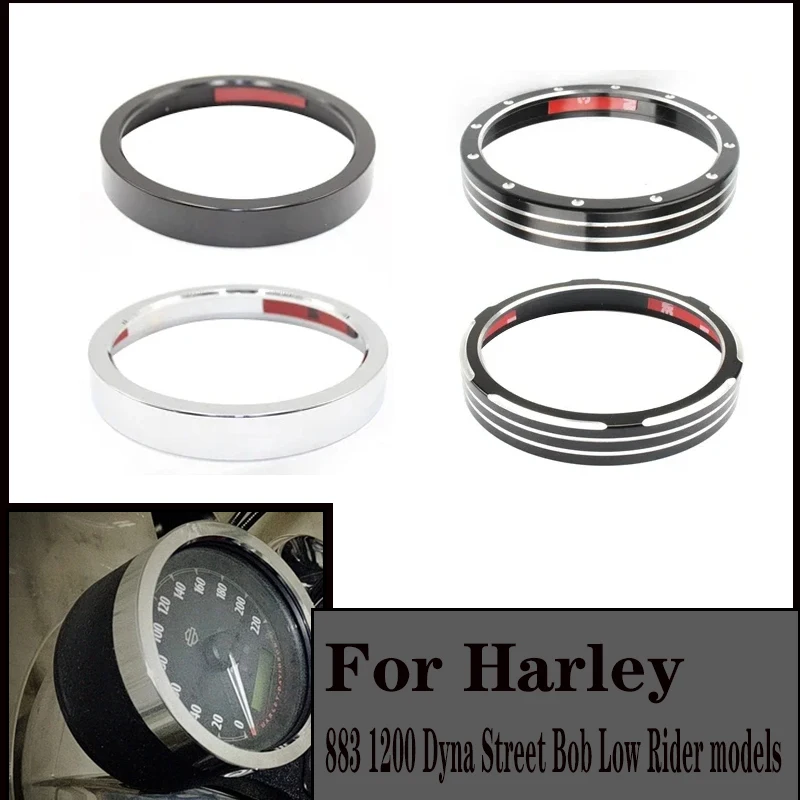 

For Harley Sportster 883 1200 XL XR Iron Dyna Stree Bob Low Rider Motorcycle Black Speedometer Trim Bezel Cover Billet CNC Cut
