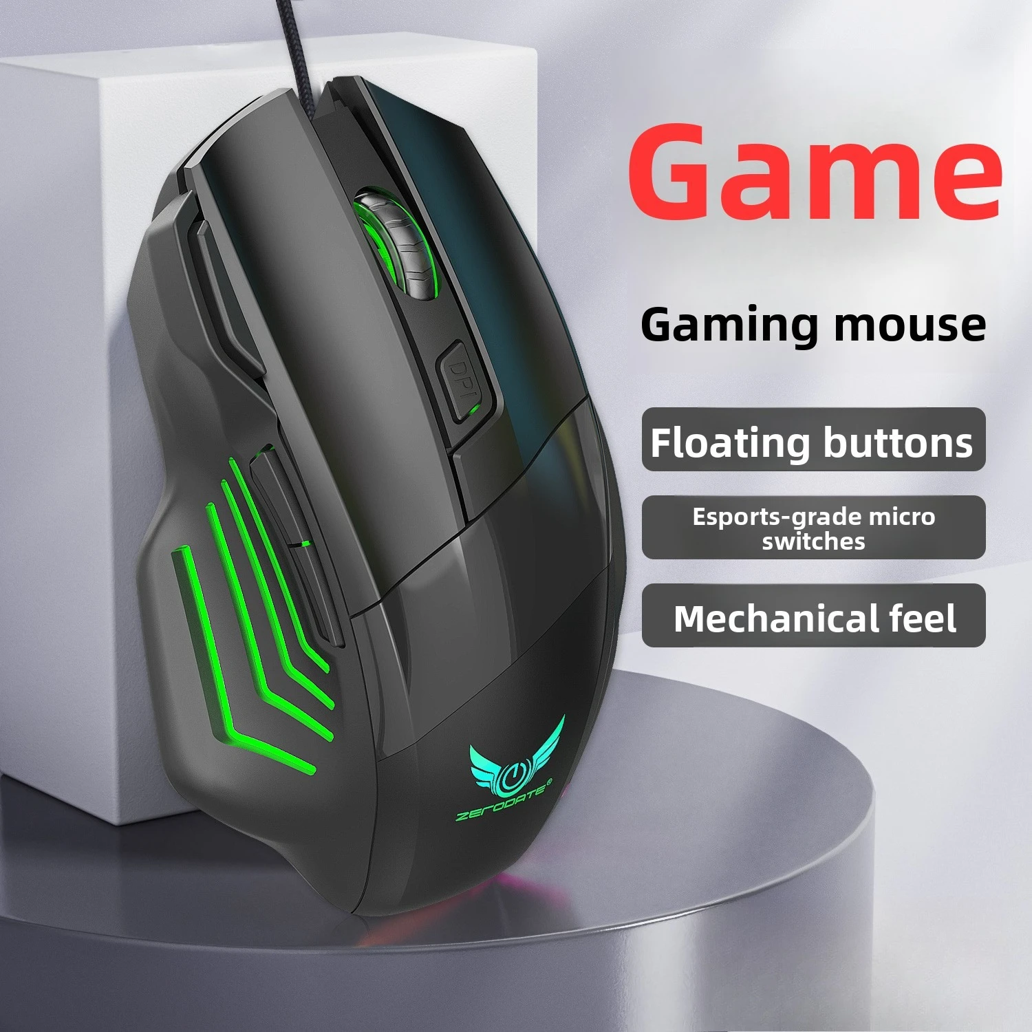 Souris mécanique de jeu G200, 7 touches, lampe respiratoire colorée, ordinateur de bureau, ordinateur portable, e-sports, offre spéciale