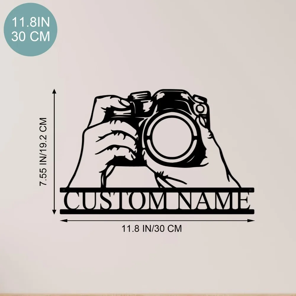 CIFBUY Custom Camera Metal Wall Art Personalized Name Sign Photography Lover Decor for Home Studio Office Unique Gift