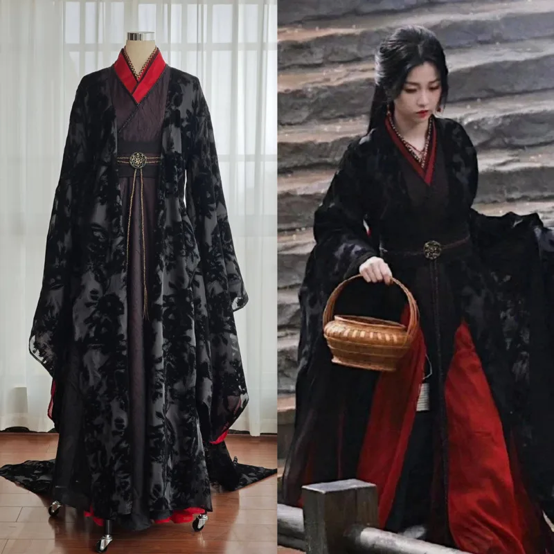

Halloween Yunzhiyu Yu Shuxin's Style Yunweishan Costume Traditional Chinese Film And Television Costume Black And Red Outfit
