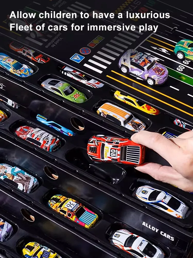 48 Pieces! Alloy Mini Car Toy Set (Including Dual Track Map) Boy and Girl Children's Day Birthday Gifts