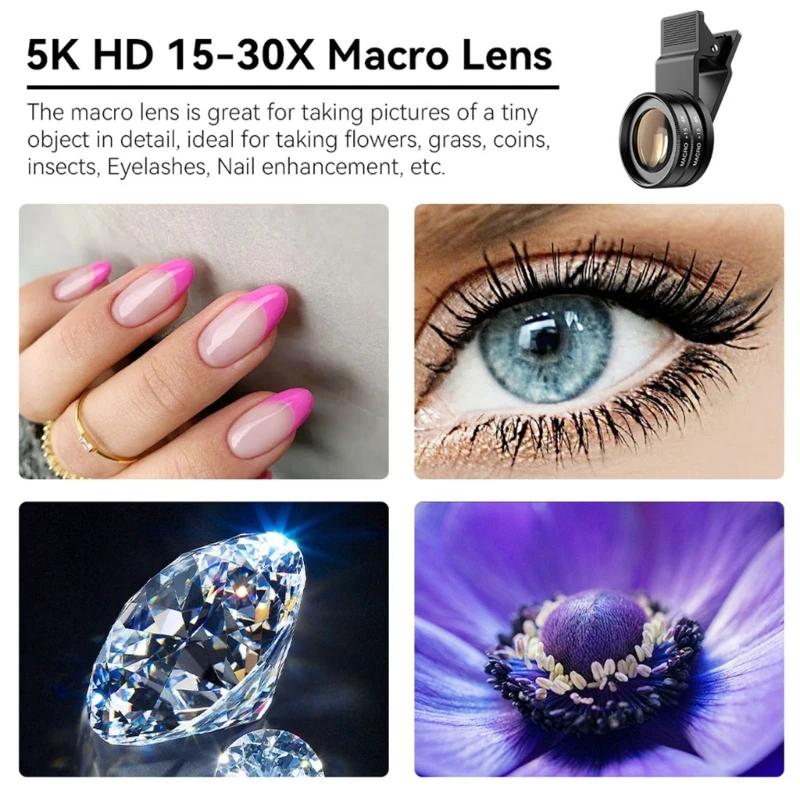 Smartfon Mikroskopowe soczewki Podwójne obciążenia szkła wizualne 30x Powiększenie uniwersalny klips na małej podróży Najlepsza