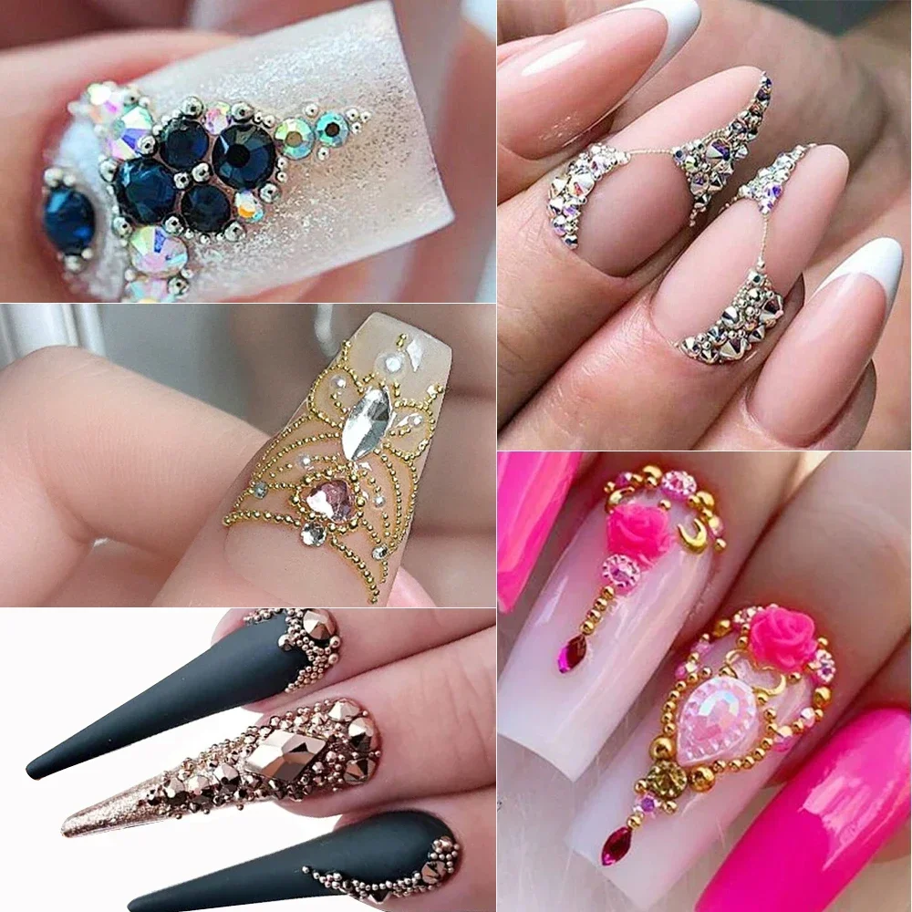 12 Gitter 0,5~3mm Mini-Kaviarperlen, Gold Silber Metall-Mikrokugeln Nagelkunst-Dekorationen, Magnetstift Nagelschmuck – Detail 18