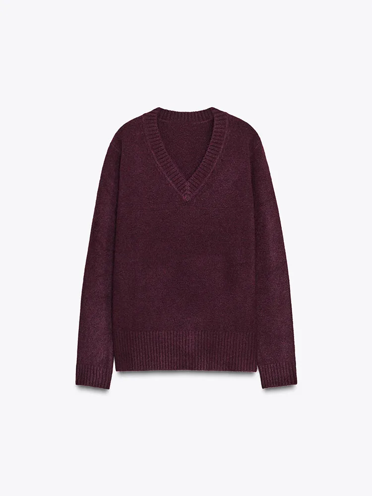 2025년 신상 가을 여성 루즈핏 부드러운 브이넥 긴팔 니트웨어 캐주얼 스타일 편안한 패션 청소년 소녀용