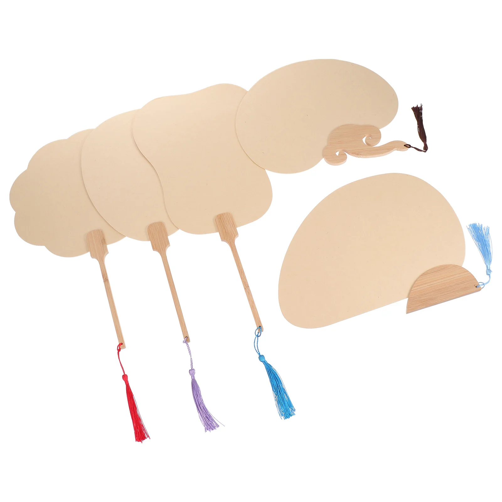 

5Pcs Blank Double-Sided Round Fans DIY Drawing Hand Fan Kit for Children Premium Craft Art Project Home Decoration Idea