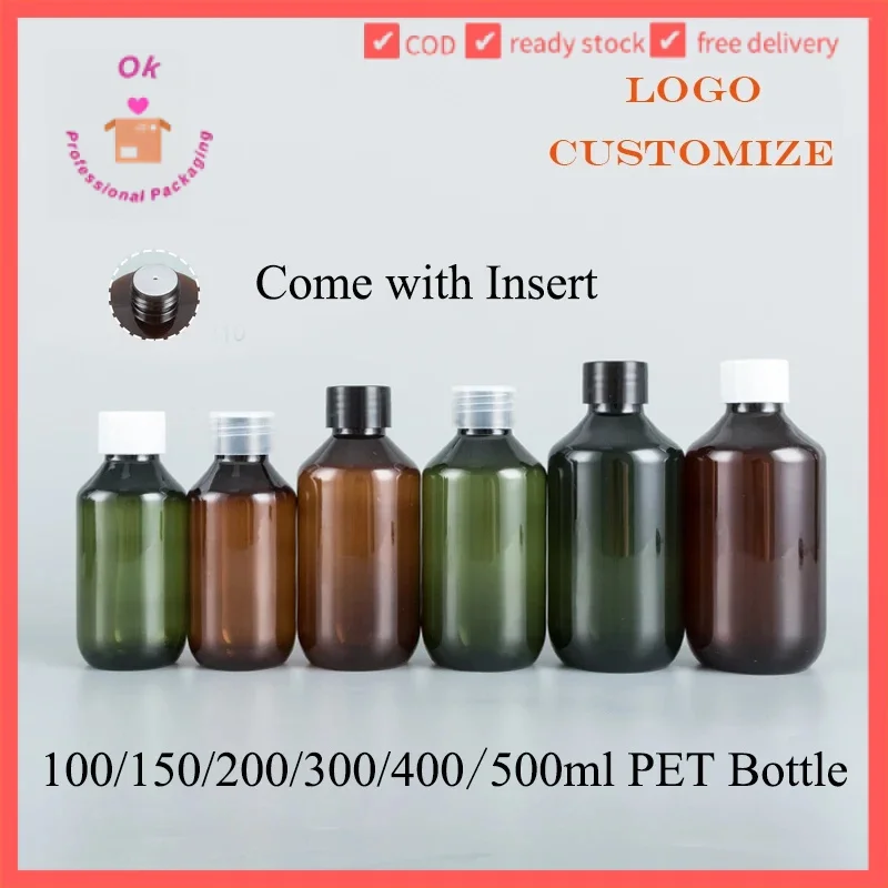 

10/20/50pcs Empty PET Refillable bottle With Screw Lid Insert 100ml 150ml 200ml Plastic Lotion 300ml 400ml 500ml XD32301