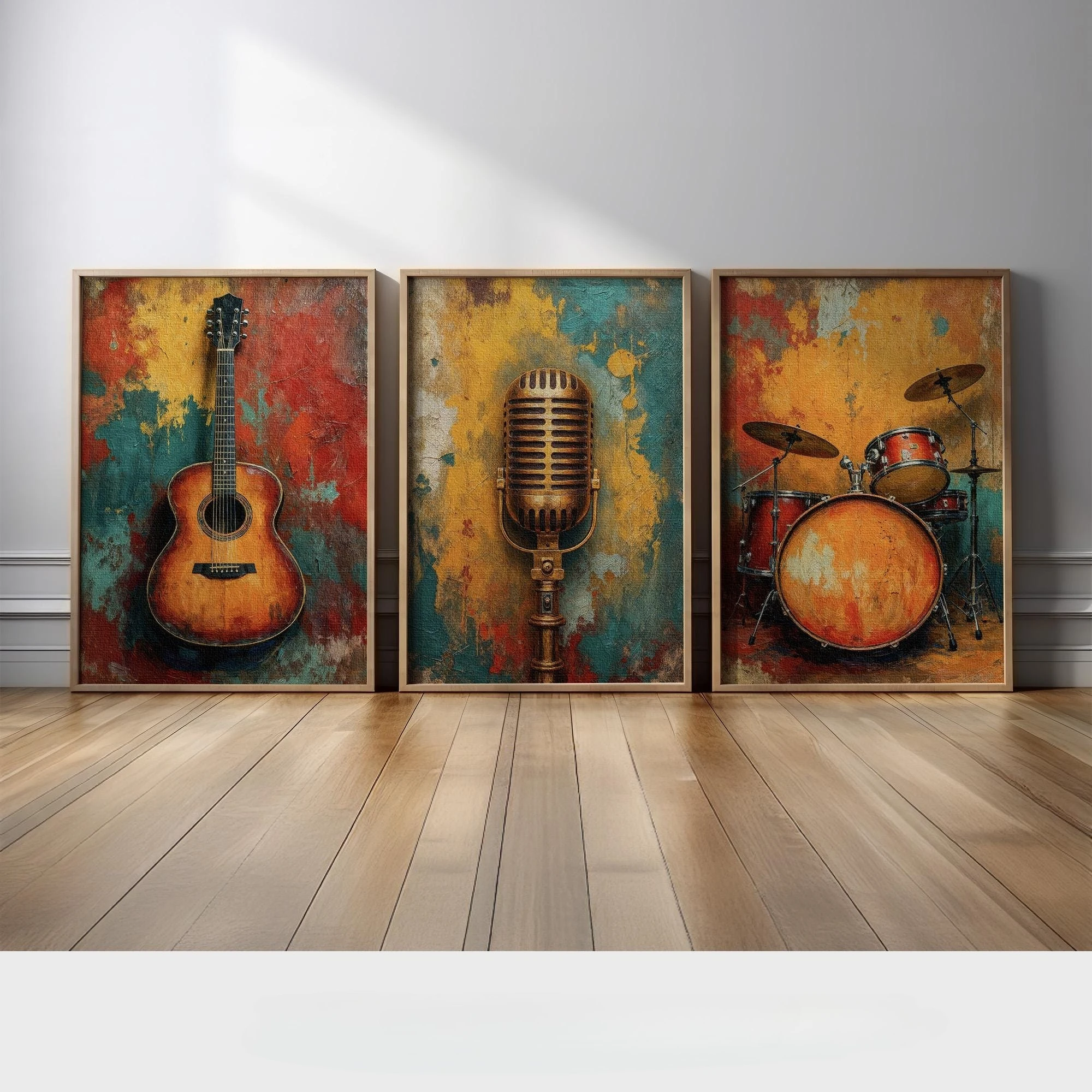 Musical Instrument Image - Set di 3 Stampe su Tela