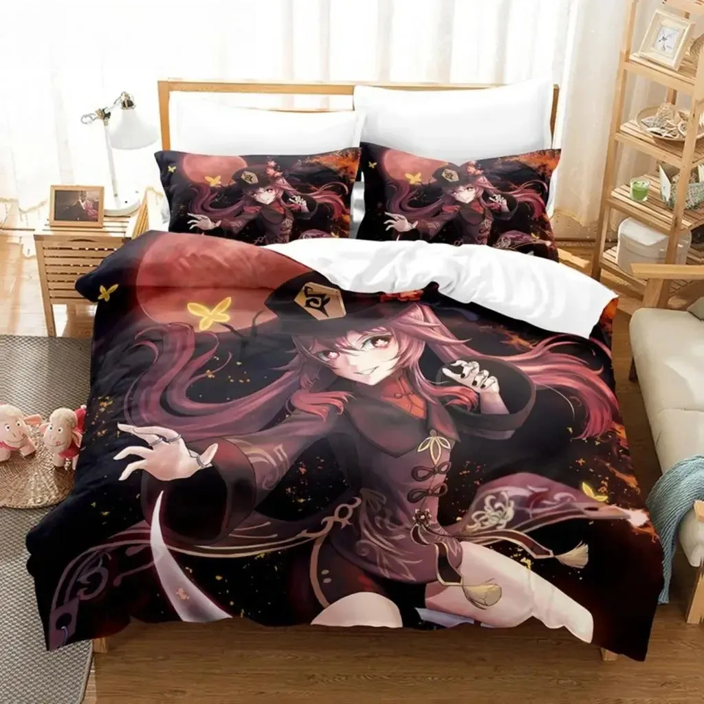 

Hu Tao Genshin Impact Game Bedding Set Bedroom Soft Modern Bedspreads Comefortable Kids Duvet Cover Quilt Cover And Pillowcase