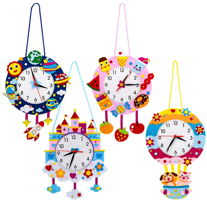 1Pcs DIY Mix Color Alarm Clock Toys Felt Cloth Material Kits Multicolor Cute Birthday Gifts Parent-child Interaction Handcraft