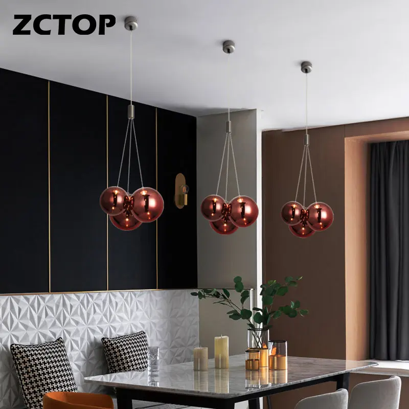 

Modern LED Glass Pendant Lamps For Dining Room Living Room Kitchen Lighting Round Ball Bubble Hanging Suspended Lights Fixtures