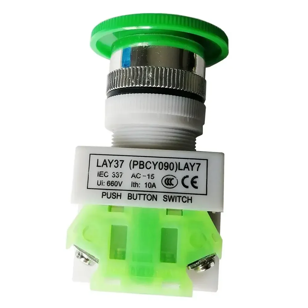 2 قطعة 10A 660 فولت IP55 1NO 1NC رأس الفطر الذاتي قفل الطوارئ وقف الضغط على زر الضغط 22 مللي متر LAY7 (PBCY090) LAY37