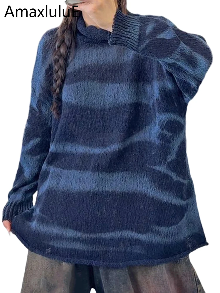 

Amax LuluE Autumn Womens Fashion Loose Turtleneck Knitted Pullover Ladies Casual Vintage Sweaters Classic Warm Big Size Jumpers