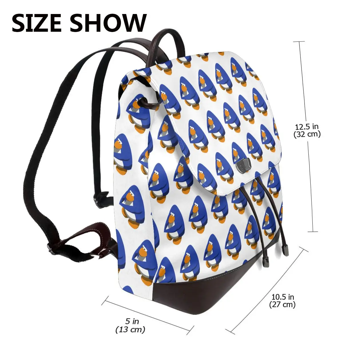 Club Penguin BOI Bookbag School Student Bags Hiking Travel Daypack for Women Fashion Derma Backpack