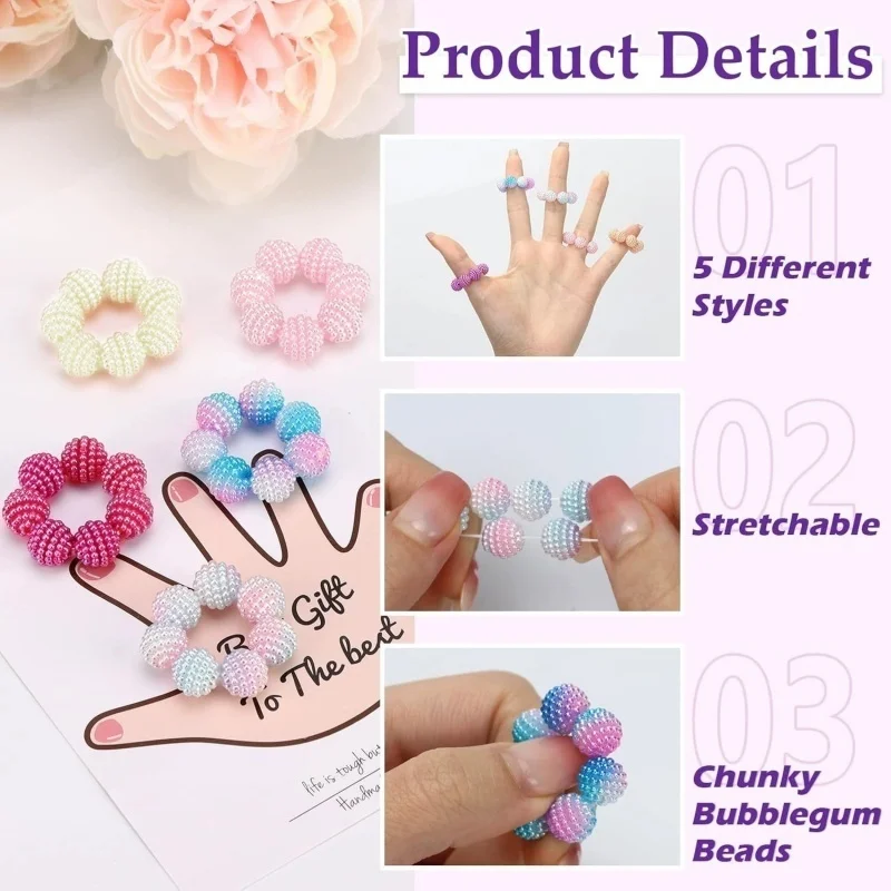 5 Pcs Spiky Bead Sensory Finger Rings Fidget Stress Relief Toy Anxiety Calming Hand Massage Accessories For Adult Daily Wear