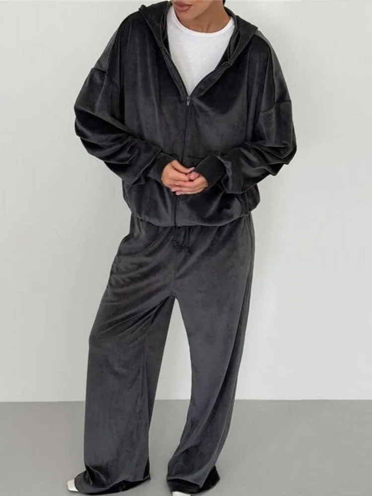 

Женские комплекты из 2 предметов, Новое поступление 2025, осенне-зимние одинаковые комплекты, куртка на молнии с длинными рукавами, топ и брюки, костюмы, одежда