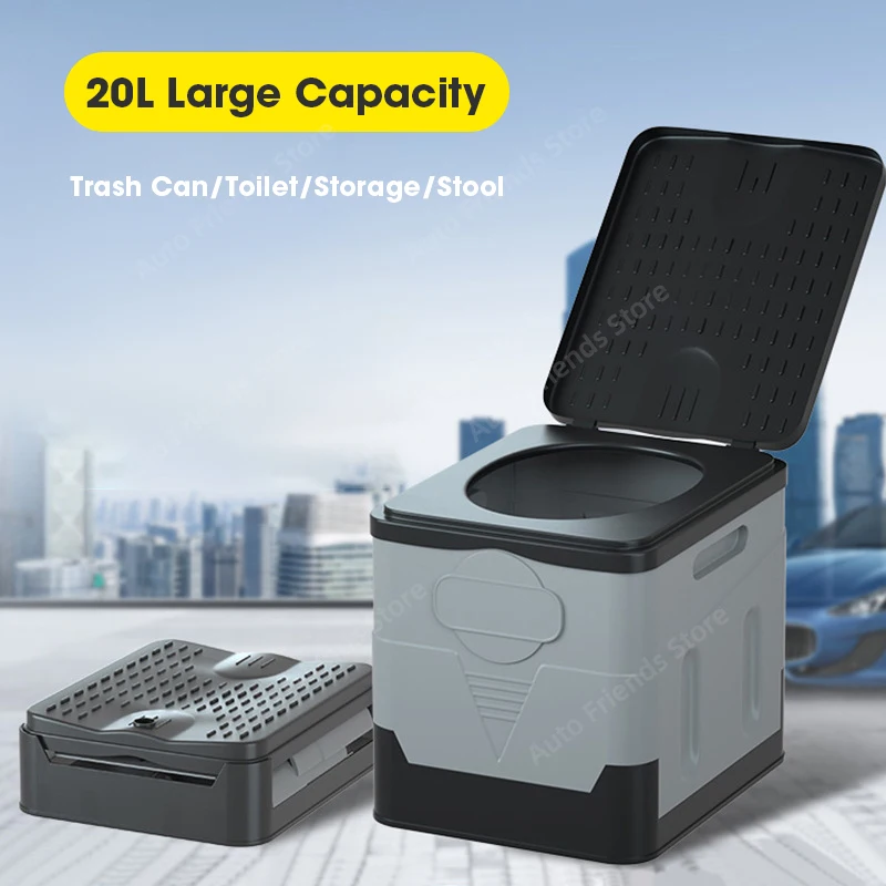 

20L Foldable Car Trash Can Portable Car Toilet Back Seat Garbage Bin With Lid Outdoor Travel Emergency Toilet Car Accessories