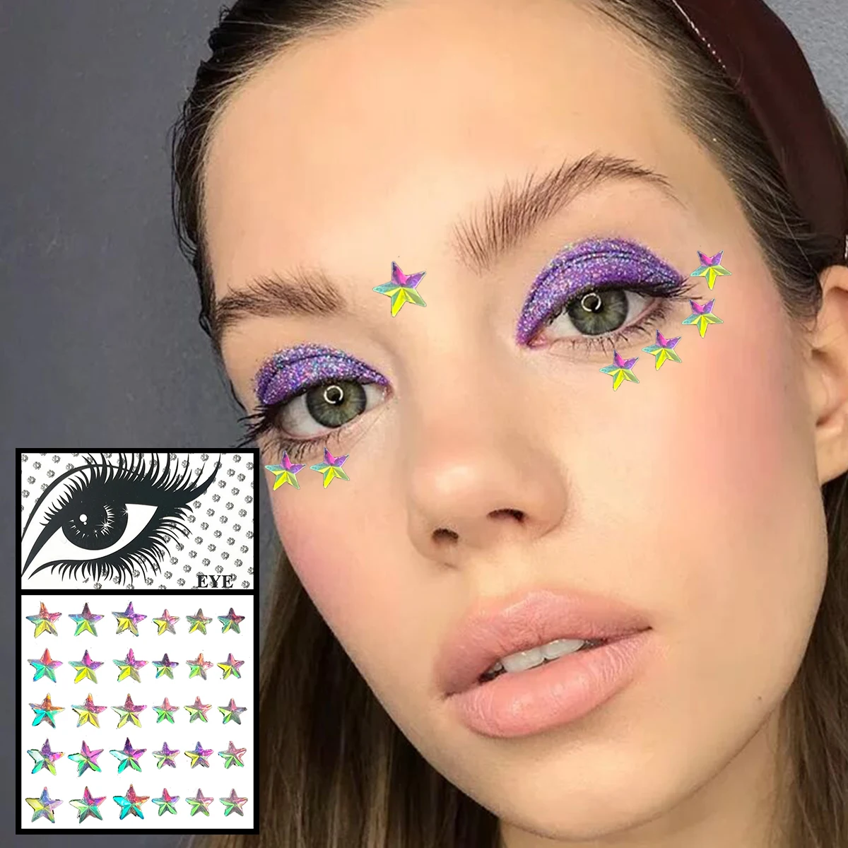 Stern Herz Gesicht Edelsteine Temporäre Tattoos Augen Augenbraue Strass Schmuck Aufkleber Bling Tränen Punkte Make-Up Juwelen Party Dekoration