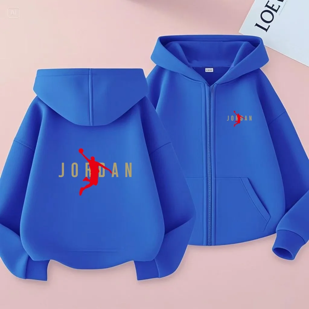 

Kids Fashion Casual Loose Cardigan Hoodies Zipper Style Sweatshirt Teenage Idol Boys Girls 3-12Yrs Sports Training Charming Coat