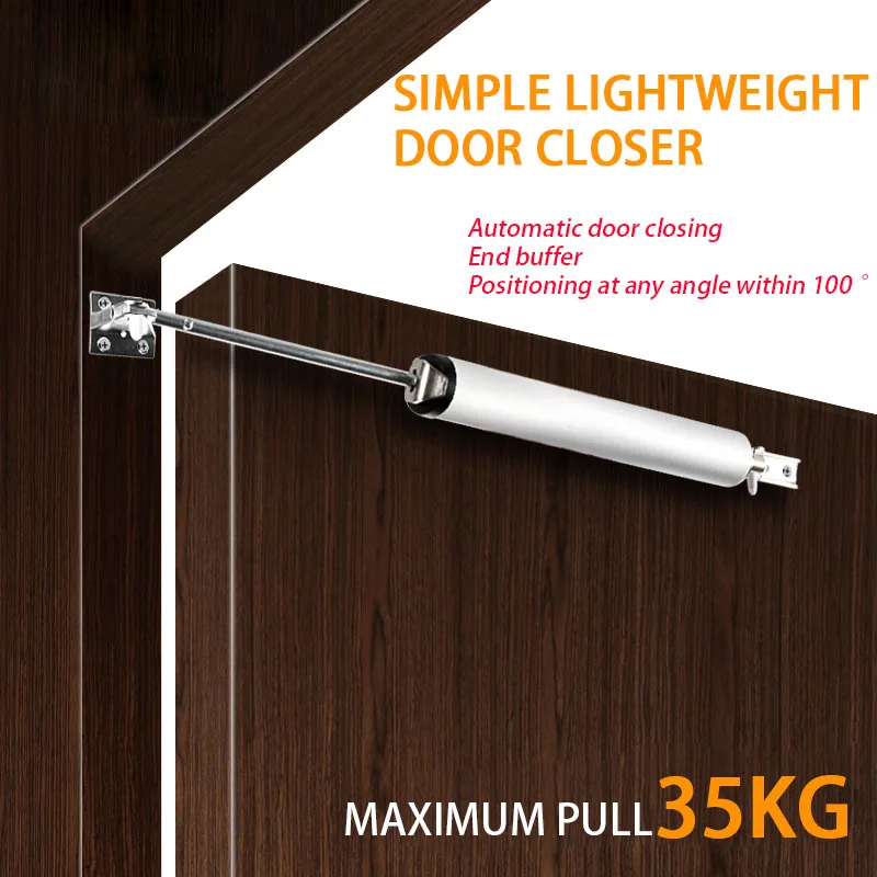 KOOJN 35KG Tensile Simple Door Closer Silent Pneumatic Hydraulic Buffer Automatic Household Door Closer of Adjustable Speed