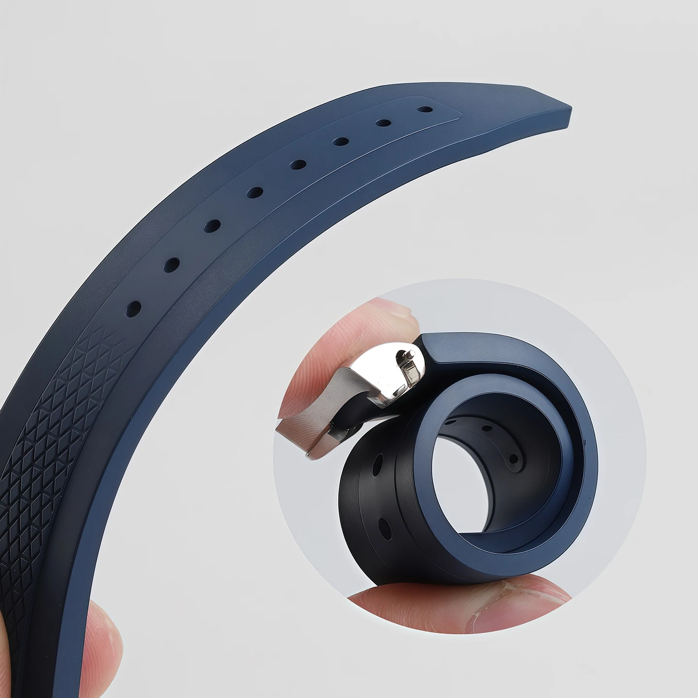 Longines hydroconquest L3 Conquest 스포츠 다이빙 시계 스트랩 + 금속 인터페이스 용 고품질 불소 고무 시계 밴드 21mm