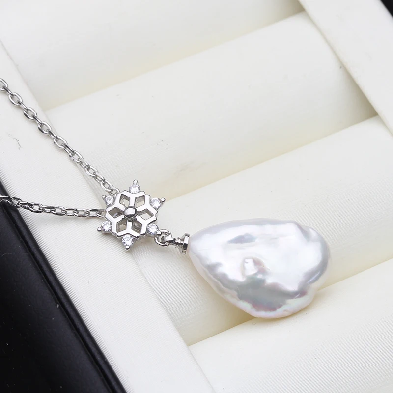 

Vintage Natural Freshwater Baroque Pearl Pendant for Women,Boho 925 Silver Snow Pearl Necklace Wife Daughter Gift White Purple
