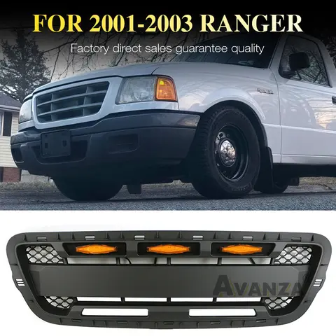 Front Grille With LED Lights Racing Grill Amber Lights Fits For 2001 2002 2003 Ford Ranger Grill