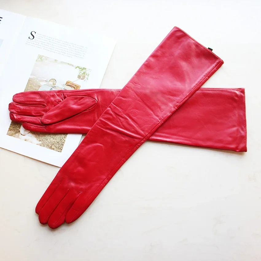 긴 양피 가죽 장갑 여성 패션 컬러 벨벳 안감 가을과 겨울 Windproof 및 따뜻한 손가락 장갑