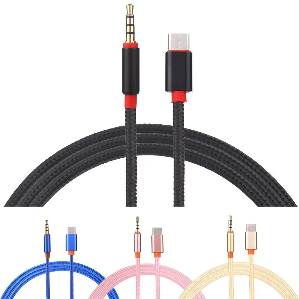 Nylon Braid Type-C To 3.5mm Audio Cable In-car 1 Meter Jack AUX Cable Adaptor Clear Sound Quality Stable Transmission