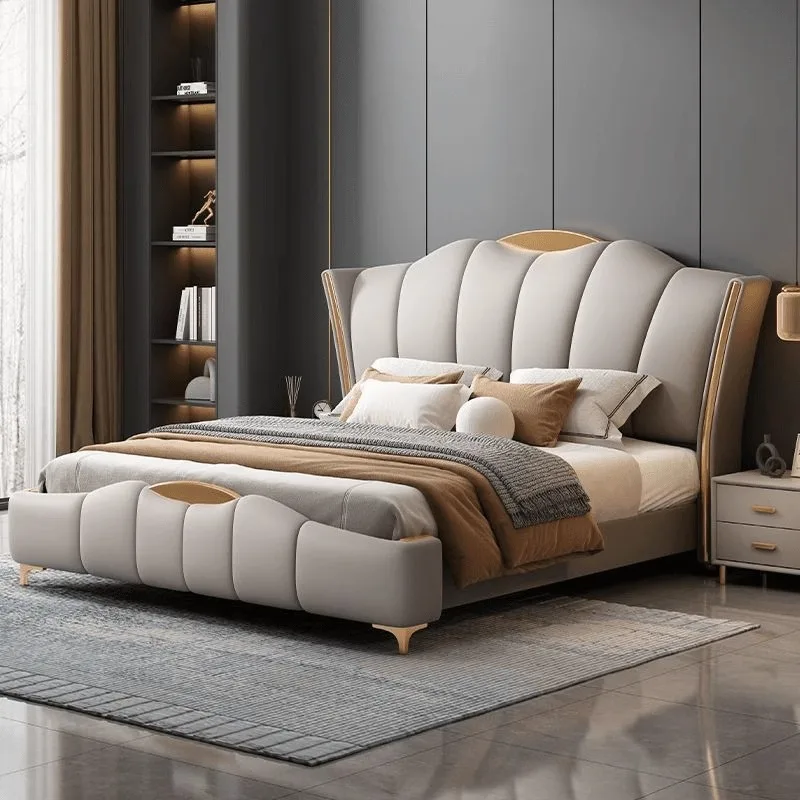Italian Light Luxury Master Bedroom, Large Bed, New Luxury, High-end and Elegant Leather Soft Package Bed, Double Bed, Storage