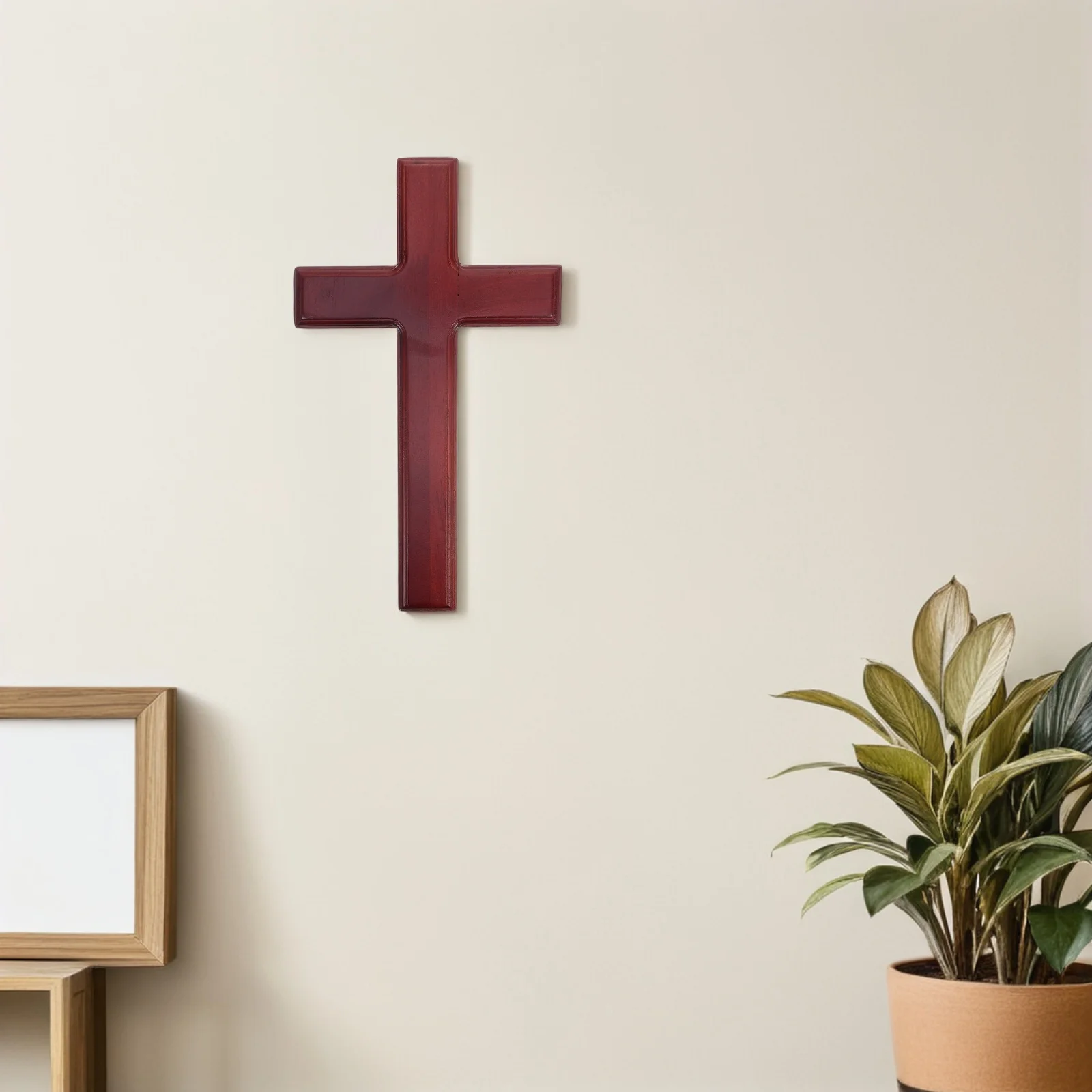 

Wooden Christian Cross Wall Hanging Decor 25cmx14.5cm Natural Grain Textured Decorative Cross Religious Wall Crucifix Home