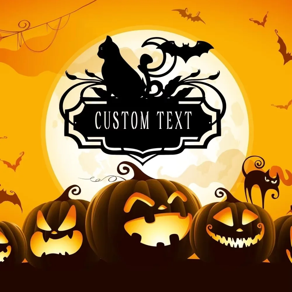 Spooky Distinctive Custom Halloween Metal Address Sign with Personalized House Number Ideal for Home Office Decor