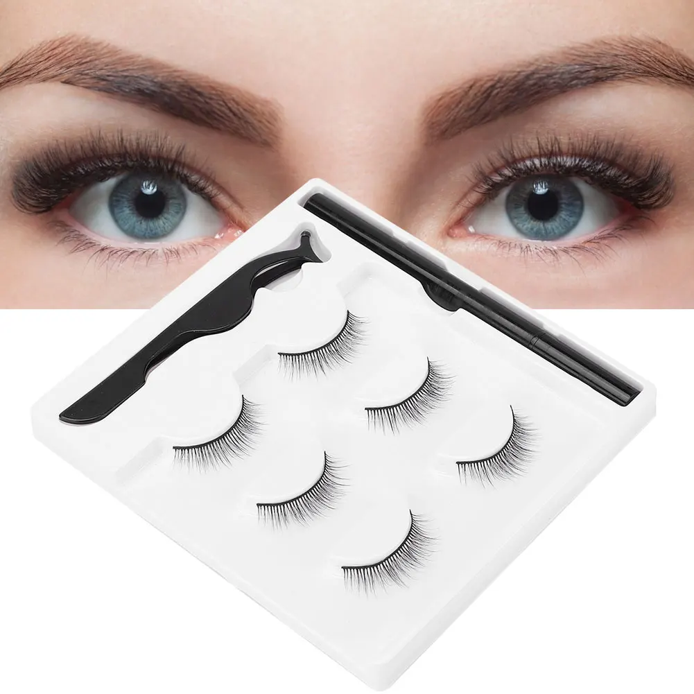 Pestañas postizas magnéticas de moda, delineador de ojos magnético profesional, resistente al agua, pinzas, juego portátil, herramienta de maquillaje, 3 pares